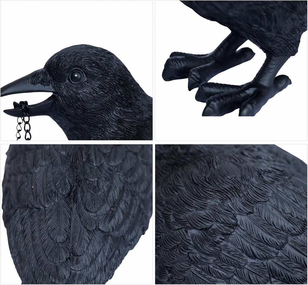 Dlfghos Gothic Home Decor Raven Lamp Tealight Candle Holder Halloween Decorations Indoor Fake Crow Light Holder Resin Black Bird Statue for Living Room Fireplace Entrance Holiday Spooky Ornaments