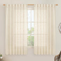 LAMIT Linen Curtains 63 Inch for Bedroom, Light Filtering Neutral Semi Sheer by LAMIT