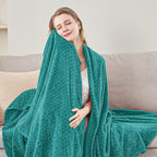 inhand Teal Fleece Twin Blanket, Super Soft Flannel Cozy Blankets - Image 7