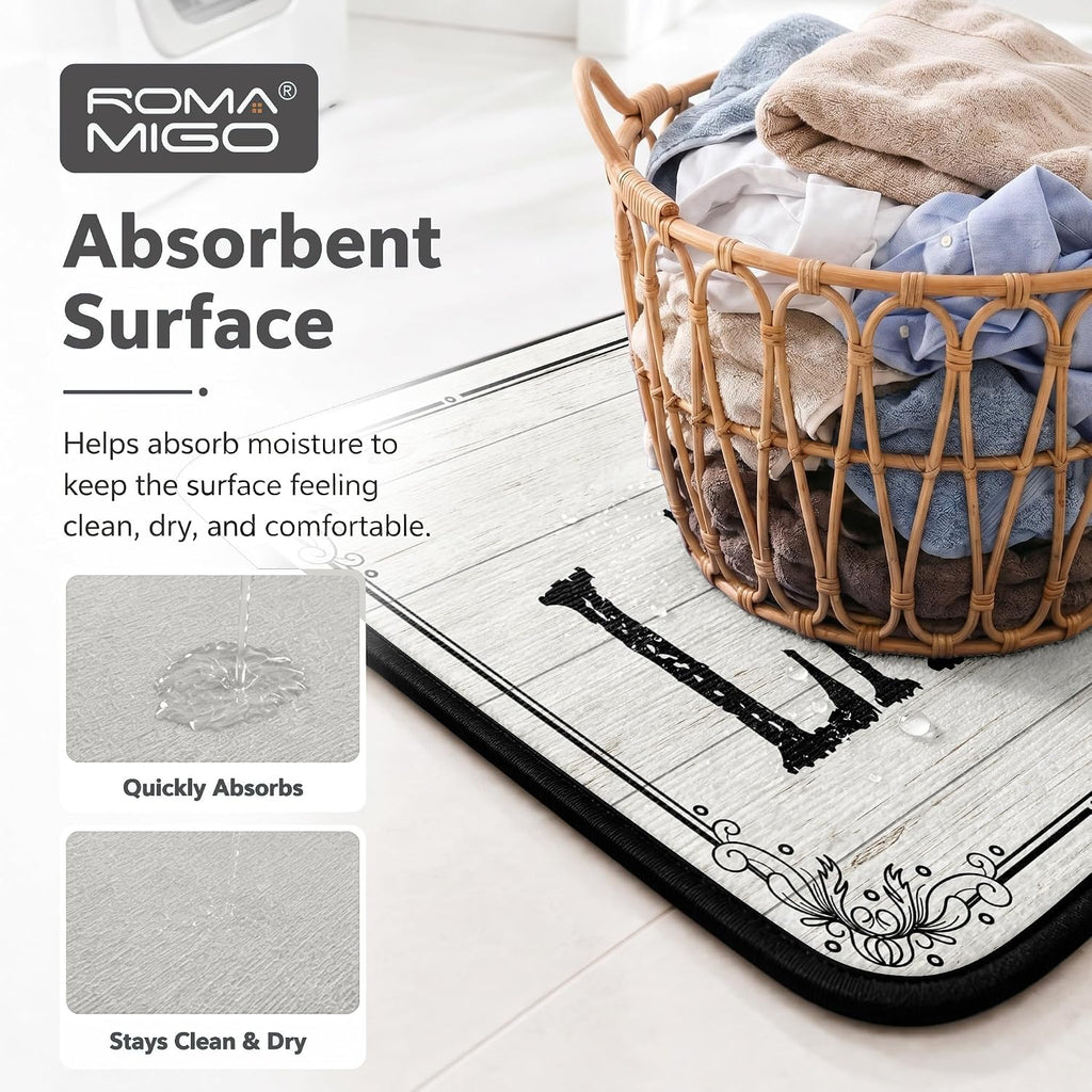 ROMAMIGO Laundry Room Rug Runner Non Slip Laundry Mats Mudroom Runner Farmhouse Kitchen Floor Mat Bathroom Laundry Room Decor Accessories(Beige, 20 X 47 inch)
