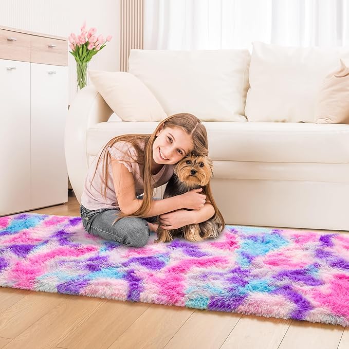 Tepook Soft Rainbow Rug for Girls Room, Cute Fluffy Girls Bedroom Rugs - Image 5