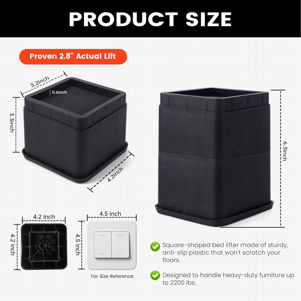 BTSD-home Bed Risers 3 Inch