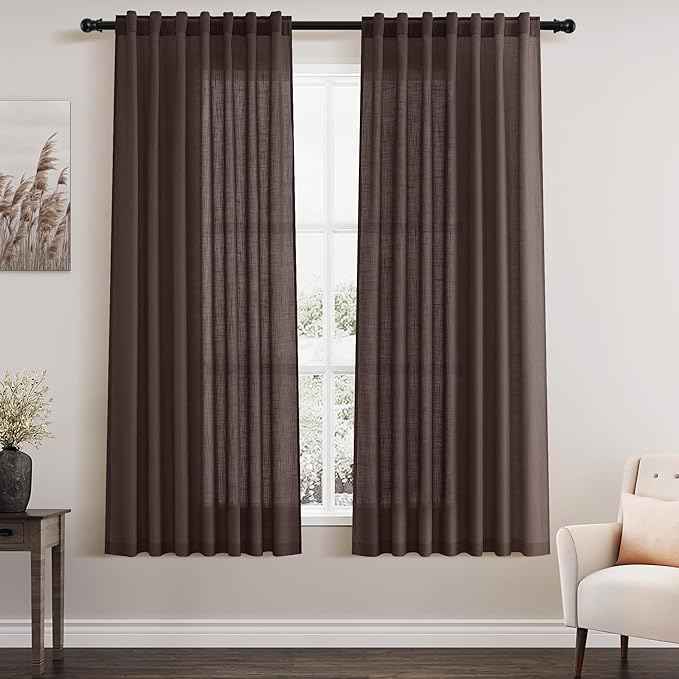 Nanspring Coffee Linen Curtains by Nanspring