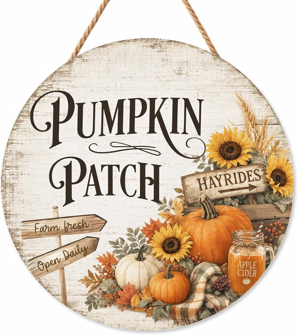 Fall Pumpkin Patch Decorations for Home, Retro Pumpkin Patch Wooden Sign