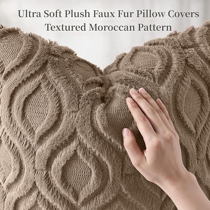 decorUhome Throw Pillow Covers 16x16 Inch Set of 2, Soft Plush Faux Wool Light - Image 6