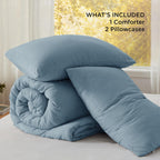 Bedsure King Comforter Set Prewashed Soft Bedding 3Pcs Dusty Blue 104"x90"