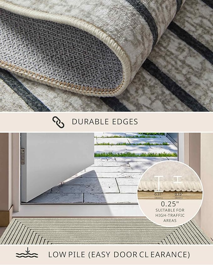 Latte&Fog 3x5 Entryway Rug Indoor, Boho Non Slip Low Pile Throw Carpet - Image 4