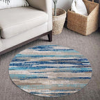 Lansny Modern Abstract Round Rug 3Ft, Circular Entryway Rugs Thin Print Faux - Image 2