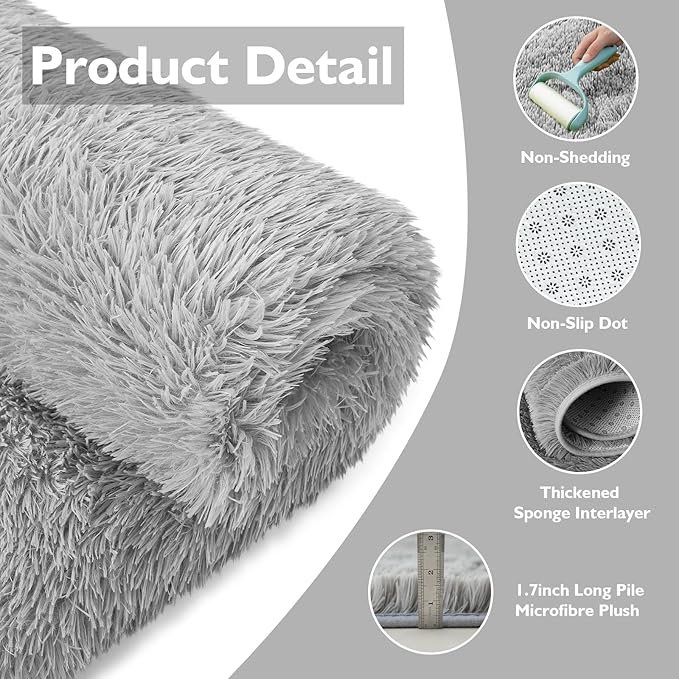 9x12 Fluffy Area Rugs for Living Room, Large Fuzzy Shag Area Rug for Bedroom - Image 3
