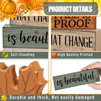 Lineshading 4 Pcs Fall Decoration For Home Wooden Maple Leaf Stacked Decor