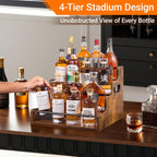 YQBRAO 2-Pack 4-Tier Liquor Bottle Display Shelf, 16-Inch, Rustic Brown