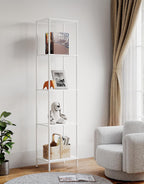 Display Shelf with RGBCW Light, Color Changing Curio Cabinet Floor Lamp with Shelves Corner Standing Column Lamp Etagere Organizer Tower Nightstand Bookcase for Living Room Bedroom Office Décor White