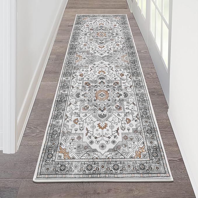 HEBE Hallway Runner Rug 2'x6' Washable Vintage Distressed Area Rugs Non Slip by HEBE