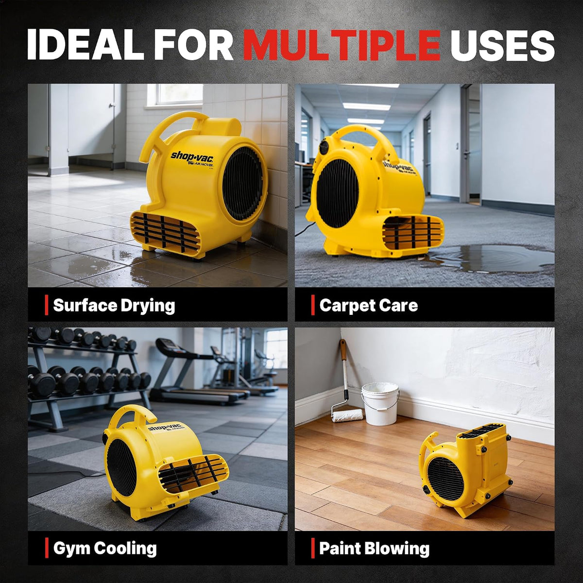 Shop-Vac 1000 CFM Air Mover Blower Fan, Heavy Duty 3-Speed Floor Fan