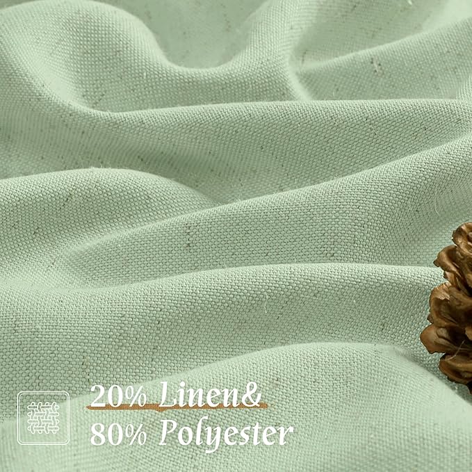 LAMIT 48 Inch Length Linen Curtains 2 Panels, Light Green Soft Faux Linen Light - Image 2