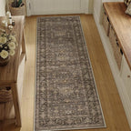 2'6x12 Washable Runner Rug for Hallway Kitchen Vintage Brown Non Slip Low Pile - Image 3