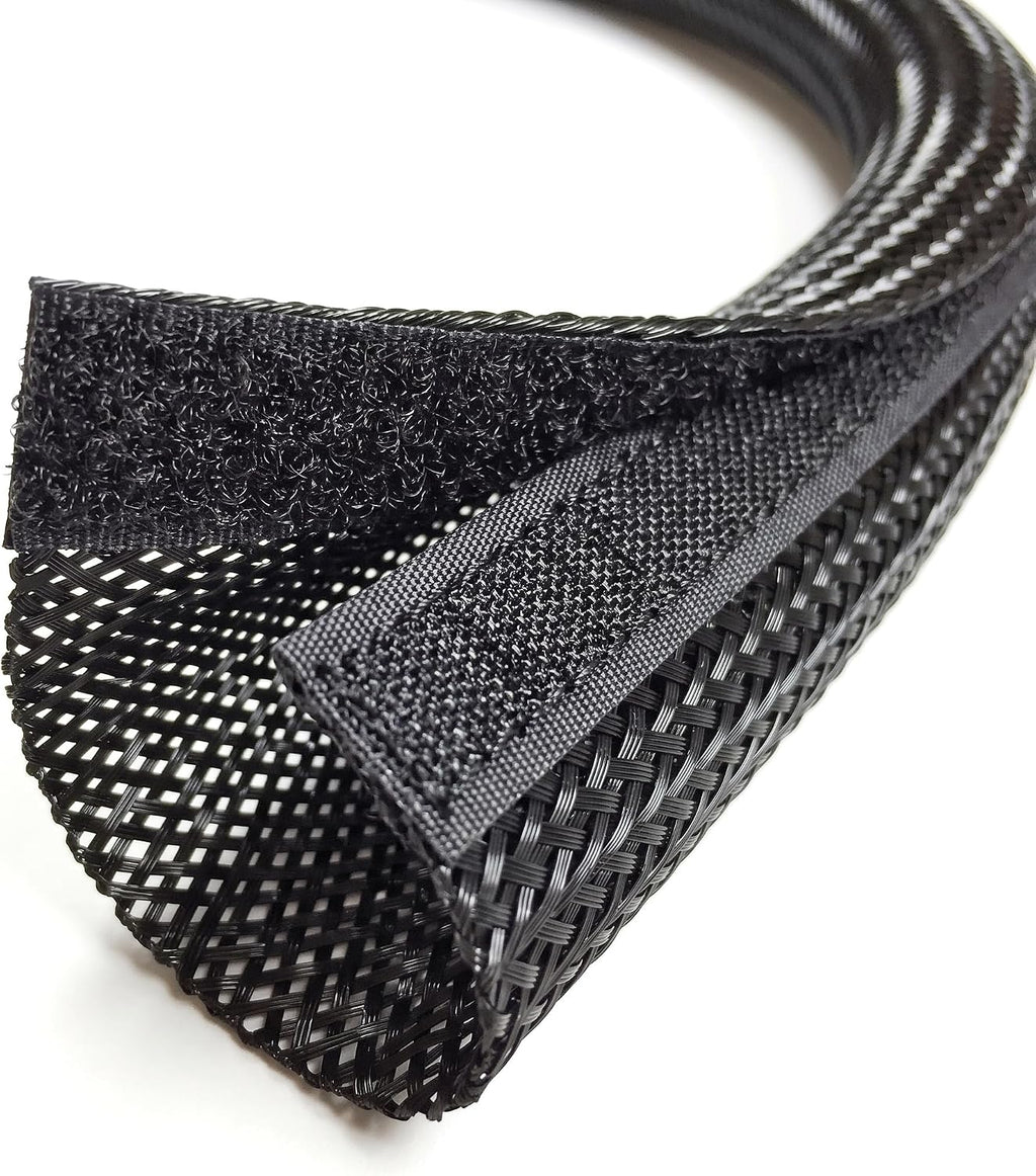 Electriduct 3.5" Side Entry Hook and Loop Cable Sleeve - 25 Feet - Black