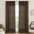 LAMIT Dark Brown Sheer Linen Curtains, 96 inch Light Filtering Semi Sheer by LAMIT