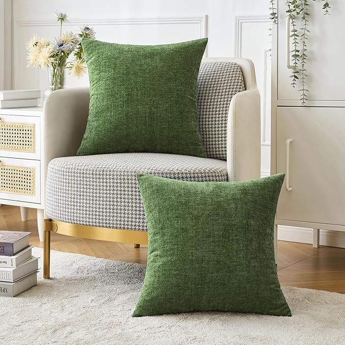 MIULEE Pack of 2 Couch Throw Pillow Covers 20x20Inch Soft Moss Green Spring - Image 5