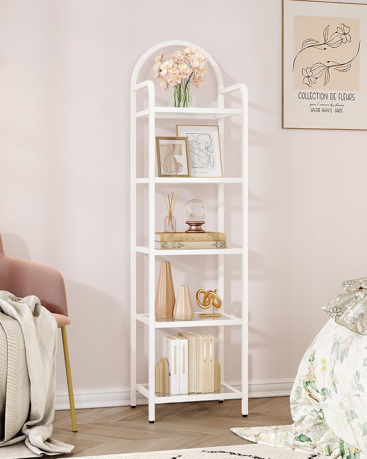 Hzuaneri Bookcase Bookshelf, Tempered Glass Bookshelves