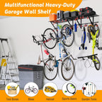 PLKOW Garage Wall Shelving with Bike Hooks, Adjustable Storage Rack