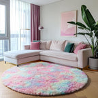 ONASAR Rainbow Round Area Rugs 5ft, Soft Bedroom Circle Rug Mats - Image 3
