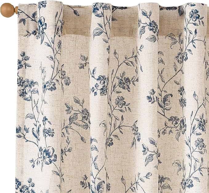 Lazzzy Floral Linen Curtains Farmhouse Extra Long Curtain by Lazzzy