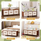 Shoe Bench, 43.3" Storage Bench, Entryway Bench with Cushion Seat