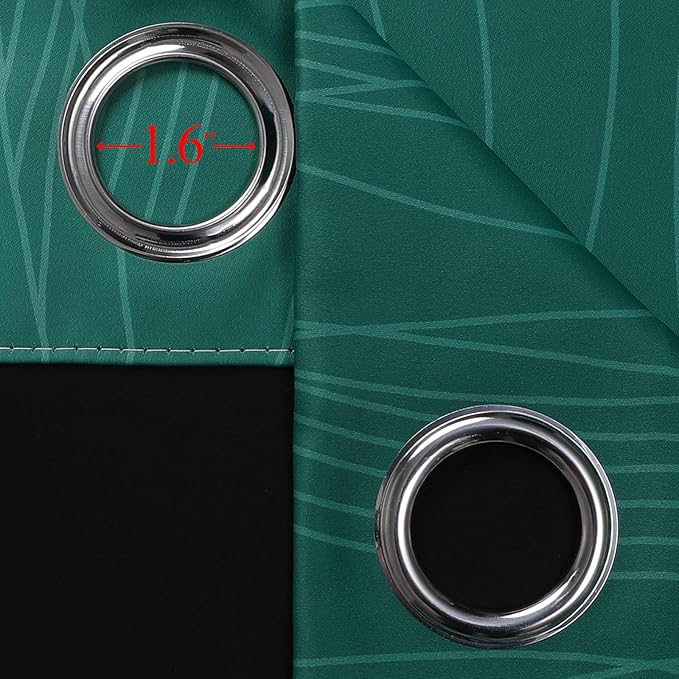 Estelar Textiler Green and Greyish White Blackout Curtains, Full Light Blocking - Image 7