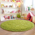 4'x4' Grass Green Round Rug for Bedroom, Ultra Soft Fluffy Circle Rug for Kids - Image 3