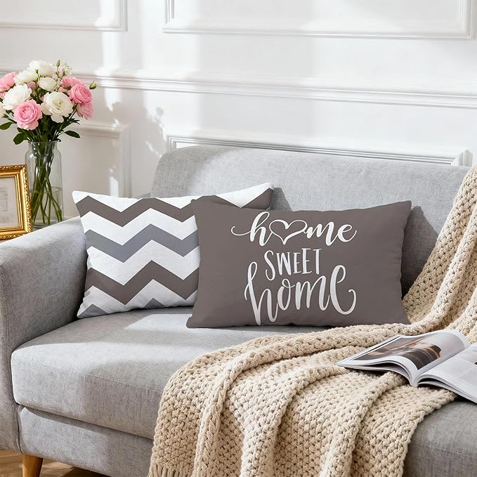 Hexagram Geometric Grey Pillow Covers 12x20 Set of 4, Decorative Outdoor Boho - Image 6