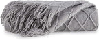 BOURINA Light Grey Throw Blanket 50x60 Inches Throw Textured Solid Soft Sofa - Image 6