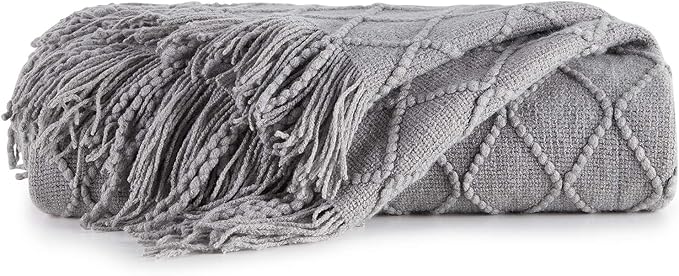 BOURINA Light Grey Throw Blanket 50x60 Inches Throw Textured Solid Soft Sofa - Image 6