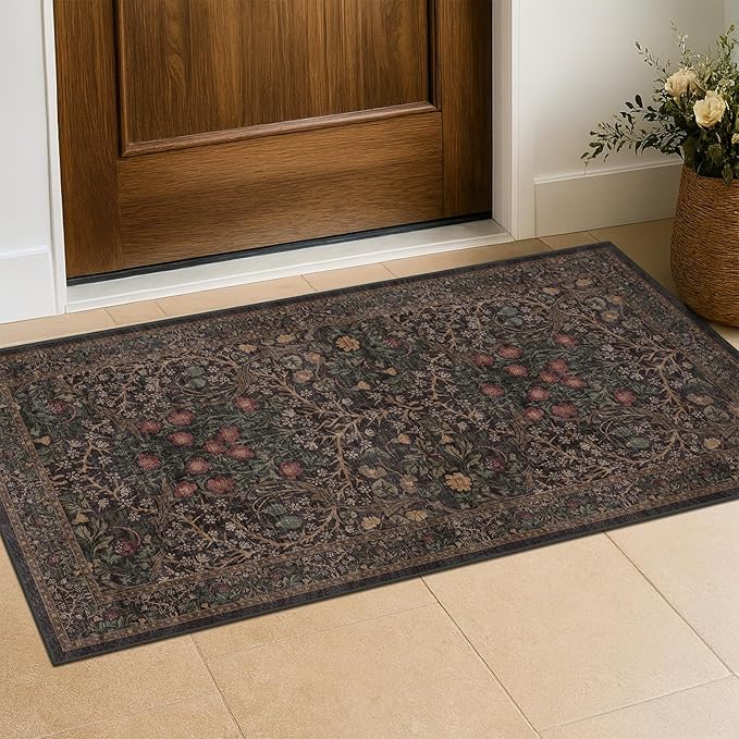 Dark Brown 2x4 Entryway Rug, Small Runners by HazoHaus