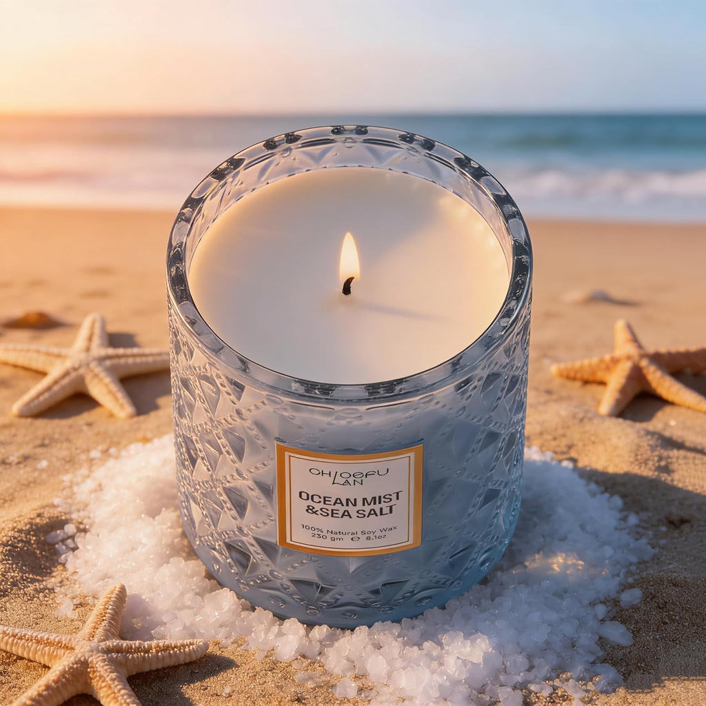 Chloefu LAN Summer California Mist Ocean & Sea Salt Candle, 8.1 oz