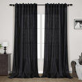 Black Linen Curtains 126 Inches Long 2 Panels Set by Nanspring