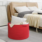 Extra Large Red Basket for Organizing, 22" X 22" X 14" Woven Cotton Rope Bins for Blankets, Baby Nursery Wicker Laundry Basket, Kids Dog Toy Storage Box, Big Red Living Room Decor Organizer