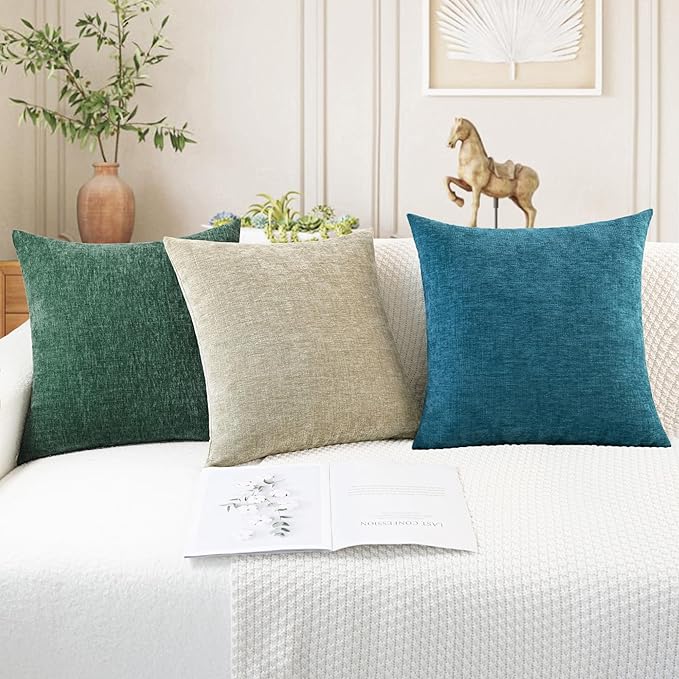 CaliTime Throw Pillow Covers Decorative 24 X 24 Inches Pack of 2 Cozy Chenille - Image 5