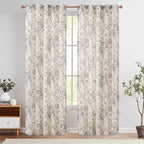 jinchan Linen Blend Curtain Floral Curtains by JINCHAN