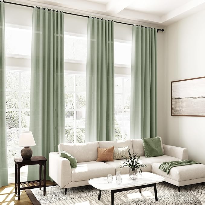 Extra Long Desert Sage Linen Curtains 120 Inch - Image 7