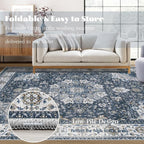 Area Rug 6x9 Washable Rug, Vintage Boho Medallion Rugs Non-Slip Soft Low Pile - Image 6