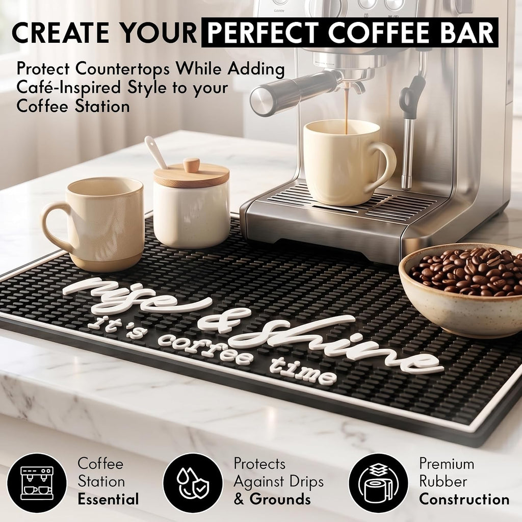 Coffee Bar Mat, Rise and Shine - Coffee Bar Accessories, Station, 18x12
