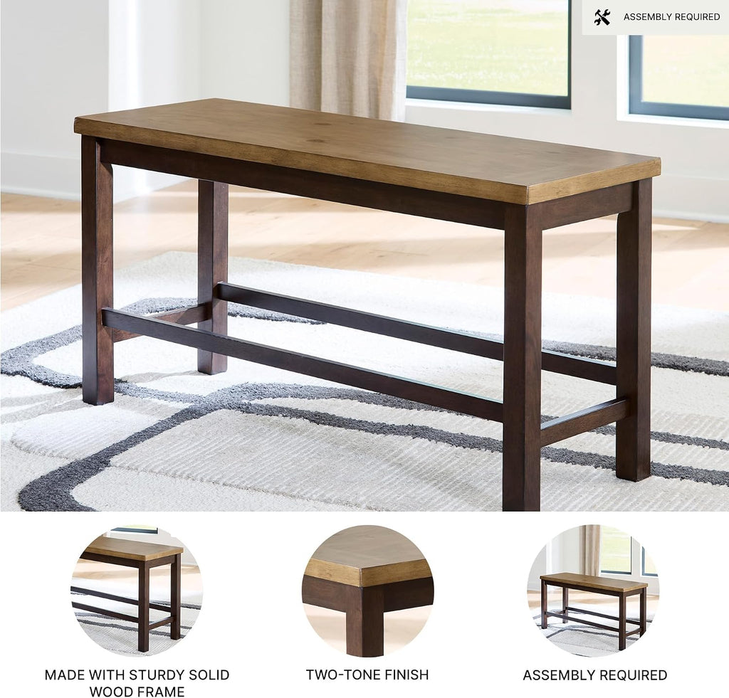Signature Design by Ashley Sharlander Casual Counter Height Dining Bench with Foot Rest, Light Brown & Dark Brown