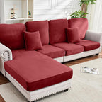 Couch Cover 8-Piece Elastic Velvet Couch Cushion Covers & Chaise Slipcovers by Taque