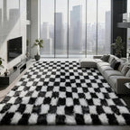 Large Area Rugs for Living Room Bedroom, 9x12 Black and White Fluffy Soft by Boshengya