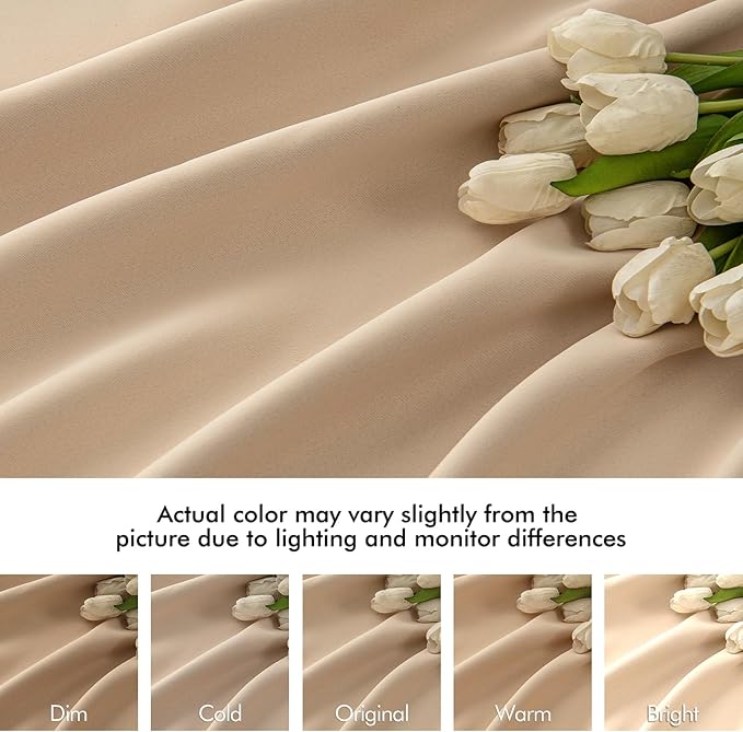 MIULEE Beige Back Tab Blackout Curtains 72 Inch Length 2 Panels Set - Image 8
