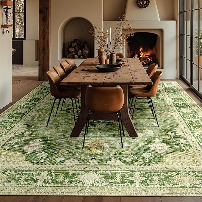 RELEANY Area Rugs 10'x14' Washable Non-Slip, Floral Vintage Distress Print - Image 3