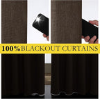 NICETOWN Coffee Vintage Linen 100% Blackout Curtains - Image 4