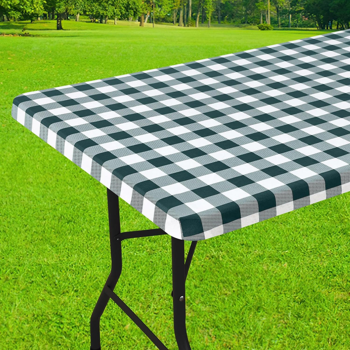 Smiry 36x36 Picnic Table Cloth, Flannel Backed Fitted Vinyl tablecloths