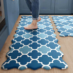 Arenarug Scalloped Trellis Kitchen Mats for Floor, Navy Blue Kitchen Rugs